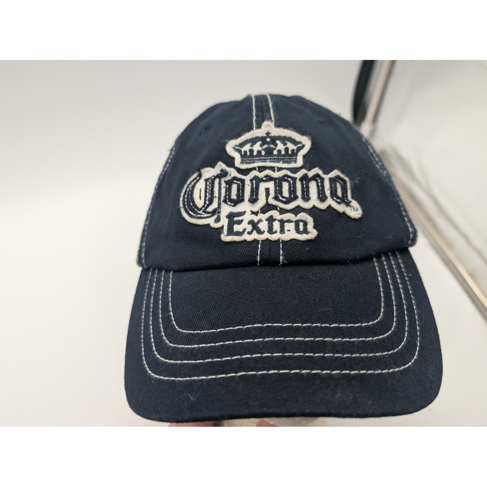 Corona Extra Navy Blue Contrast Stitch Adjustable Strap Back Baseball Hat Cap
